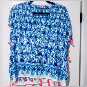 Lilly Pulitzer Blue and White Elephant Print Tunic